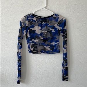 Mesh Camo Crop Top